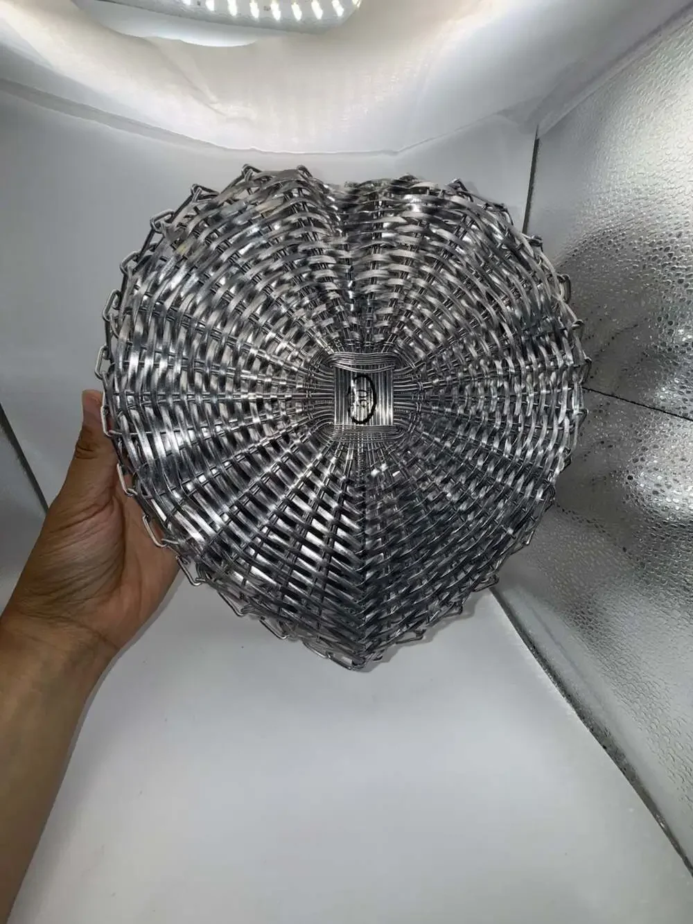 Dary Rees Original Hand-Woven Aluminum Wire Heart Basket  Glass Beads